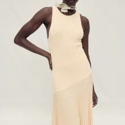 MANGO Pleated Knitted Maxi Dress-image-5