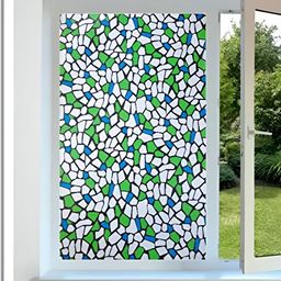 INDIAN ROYALS White & Green Printed Window Film Decorative Waterproof Wallpaper-28