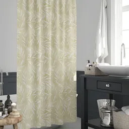 ArtzFolio Beige and White Floral Printed Waterproof Shower Curtain-image-40