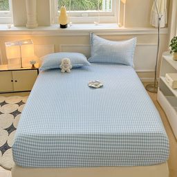 JC HOME Blue & White 140 TC King Bedsheet with 2 Pillow Covers-image-51