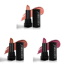 Beauty People Set Of 3 Pure Matte Lipstick- 3.8 g Each - Shade- 101- 109- 123-26