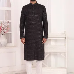 Arihant Rai Sinha Men Floral Printed Silk Kurta with Trouser-image-7