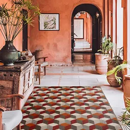 Sapana Carpet-Mats Beige Geometric Polypropylene Carpet-49