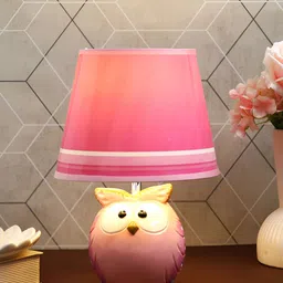 TAYHAA Pink and White Ceramic Contemporary Frustum Shaped Table Lamp-40
