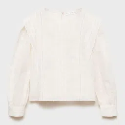 Mango Kids Girls Kimono Sleeves Shirt Style Top with Metallic Detail-image-2