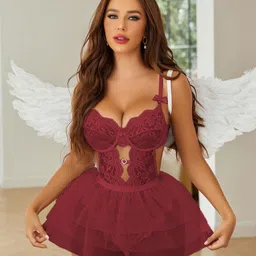 KRENOZ Shoulder Straps Net Baby Doll-image-6