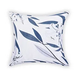 METRO LIVING White & Blue 5 Pieces Floral Printed Square Cushion Covers-22