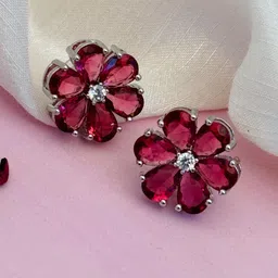 Anouk Silver-Plated Artificial Stones Studded Floral Shaped Studs-picture-25