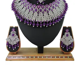 VATSALYA creation Rhodium-Plated Artificial Stones Jewellery Set-image-60