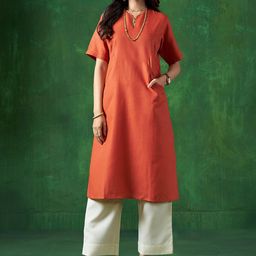 Sangria Pure Cotton Kurta With Trousers-30
