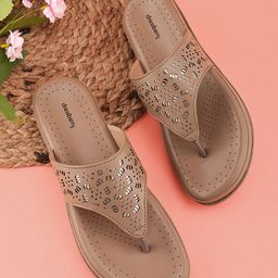 DressBerry Women Embellished Open Toe Flats with Laser Cuts-13
