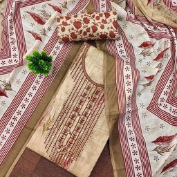 KALINI Floral Printed Sequinned Unstitched Dress Material-image-37