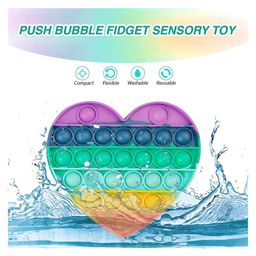 FunBlast Heart Shaped Pop Bubble Stress Relieving Silicone Pop It Fidget Toy - Multicolor image 3