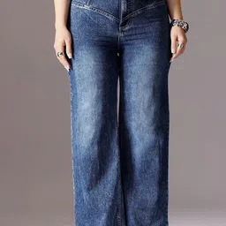 Miss Chase A+ Women Wide Leg High-Rise Heavy Fade Stretchable Jeans-image-42