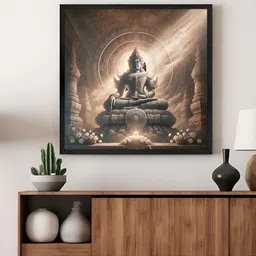 999Store Brown & Beige Buddha Religious Canvas Wall Art-13