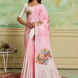 KAYOMMI Floral Digital Printed Pure Crepe Saree-image-73