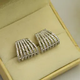 JEWELOPIA Silver-Plated Brass American Diamond Studs-picture-45