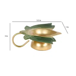 Amaya Decors Set of 2 Green & Gold-Toned Metal Diyas-32