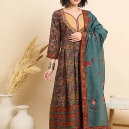 KALINI Women Floral Printed Regular Kurta with Trousers & With Dupatta-35