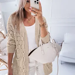 StyleCast Women Self Design Longline Sweater-image-41