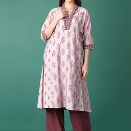 V-Mart Floral Printed Pure Cotton Straight Kurta with Palazzos-image-81