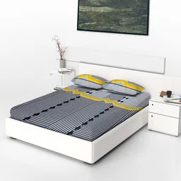 Threadwear White Geometric Printed Cotton 400 TC Fitted King Bedsheet Set-2.75m x 2.35m-image-54