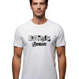PULP Unisex Avengers Black Faces Design Printed Pure Cotton T-shirt-48