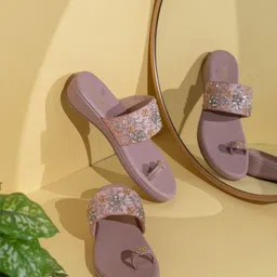 Inc 5 Women Pink Embellished Ethnic One Toe Flats-picture-36