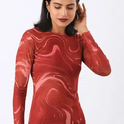 ANVI Be Yourself Women Abstract Printed Net Regular Top-picture-25