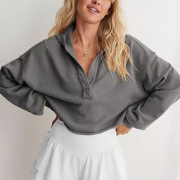 LULU & SKY Oversized Reverse-stitch Short Hoodie-image-66