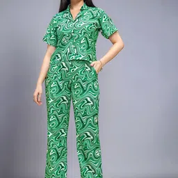 Moda Rapido Printed Collar Neck Shirt With Trousers Co-Ords-image-82
