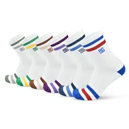 The Sock Street Men Pack Of 6 Sports Cushioned Crew Striped Calf-Length Socks-picture-33