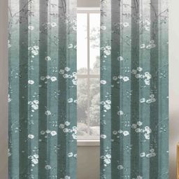 Aura Green & White Set of 2 Floral Long Door Curtain-20