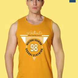 WOOSTRO Pack Of 2 Printed Super Combed Cotton Gym Vests VWS26(ENJOY PEACOCK)(98 MUSTARD)-image-70