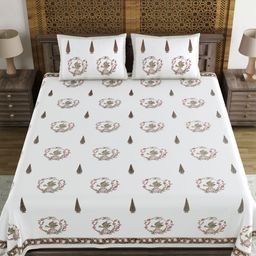 Sangria Beige Printed 210 TC Pure Cotton Super King Bedsheet Set - 2.74 x 2.74 m-image-52