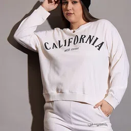 SASSAFRAS Curve Women Typography Printed Round Neck Sweatshirt-image-88