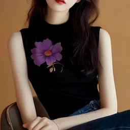 DressBerry Floral Printed Round Neck Placement Cotton T-shirt-5