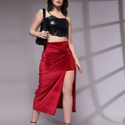 KASSUALLY Front Slit Midi Skirt-image-30