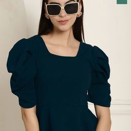 Metronaut Women Pack of 2 Puff Sleeve Peplum Top-picture-26