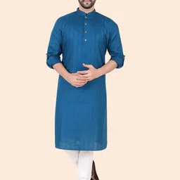 Ethniks Neu-Ron Striped Mandarin Cotton Pure Cotton Straight Kurta With Pyjamas-picture-2
