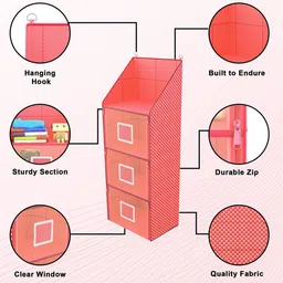 Kuber Industries Red Set of 2 Regular Multi-Utility Organisers image 5