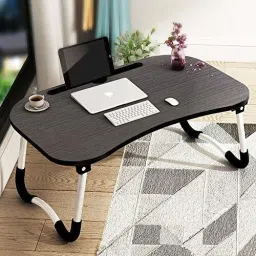 the haridham enterprise Multi-Purpose Laptop Desk for Study and Reading with Fold able Non-Slip Legs Wood Portable Laptop Table image 2