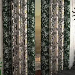 BELLA TRUE Green & Grey 2 Pieces Floral Printed Window Curtains-image-78