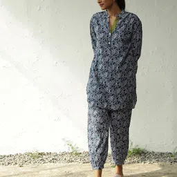 Canoopi Valley Of Flowers Printed Cotton Mandarin Collar Tunic With Trousers Co-Ords-image-26