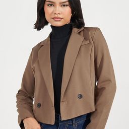 Styli Double-Breasted Cropped Blazers-image-5