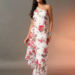 Trend Arrest Floral Print One Shoulder Georgette Maxi Dress-15