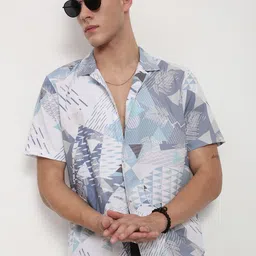 SHOWOFF Abstract Printed Cuban Collar Comfort Relaxed Fit Casual Shirt-image-61
