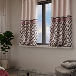 Stoa Paris Versailles Gold-Toned & Black Set of 2 Geometric Window Curtains-8