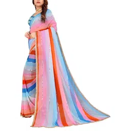 GAVUBAA Multicoloured Pure Georgette Leheriya Sarees-picture-22