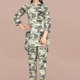 RUNAYA NX Printed Mandarin-Neck Tunic With Trousers Co-Ords-image-22